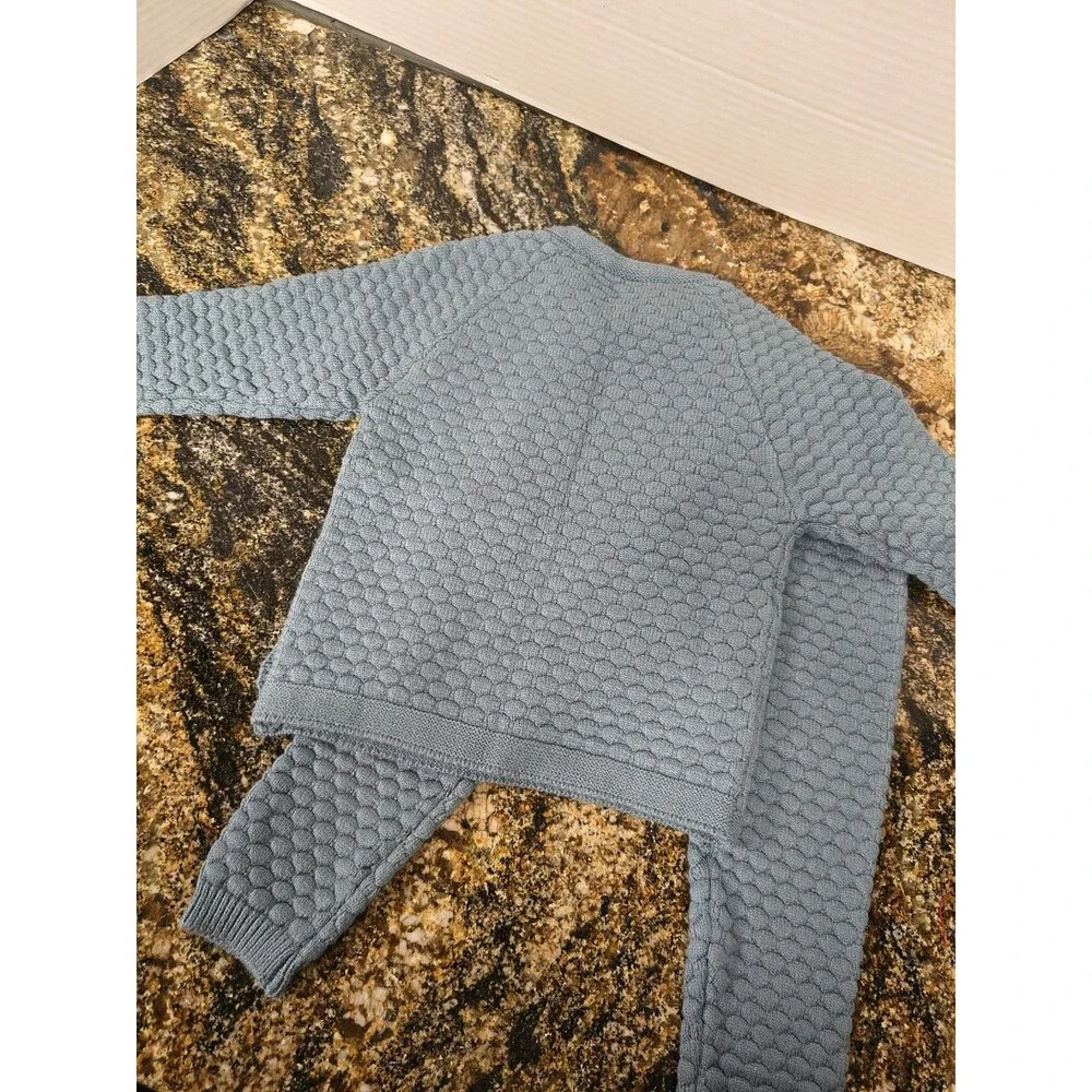 Textured Bubble-Knit Two-Piece Baby Set 9-12 Months Sweater & Pants Button Style